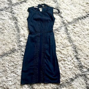 PRADA Navy cotton w/ Silk detail dress
